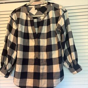 J. Crew Navy and White Checkered Shirt